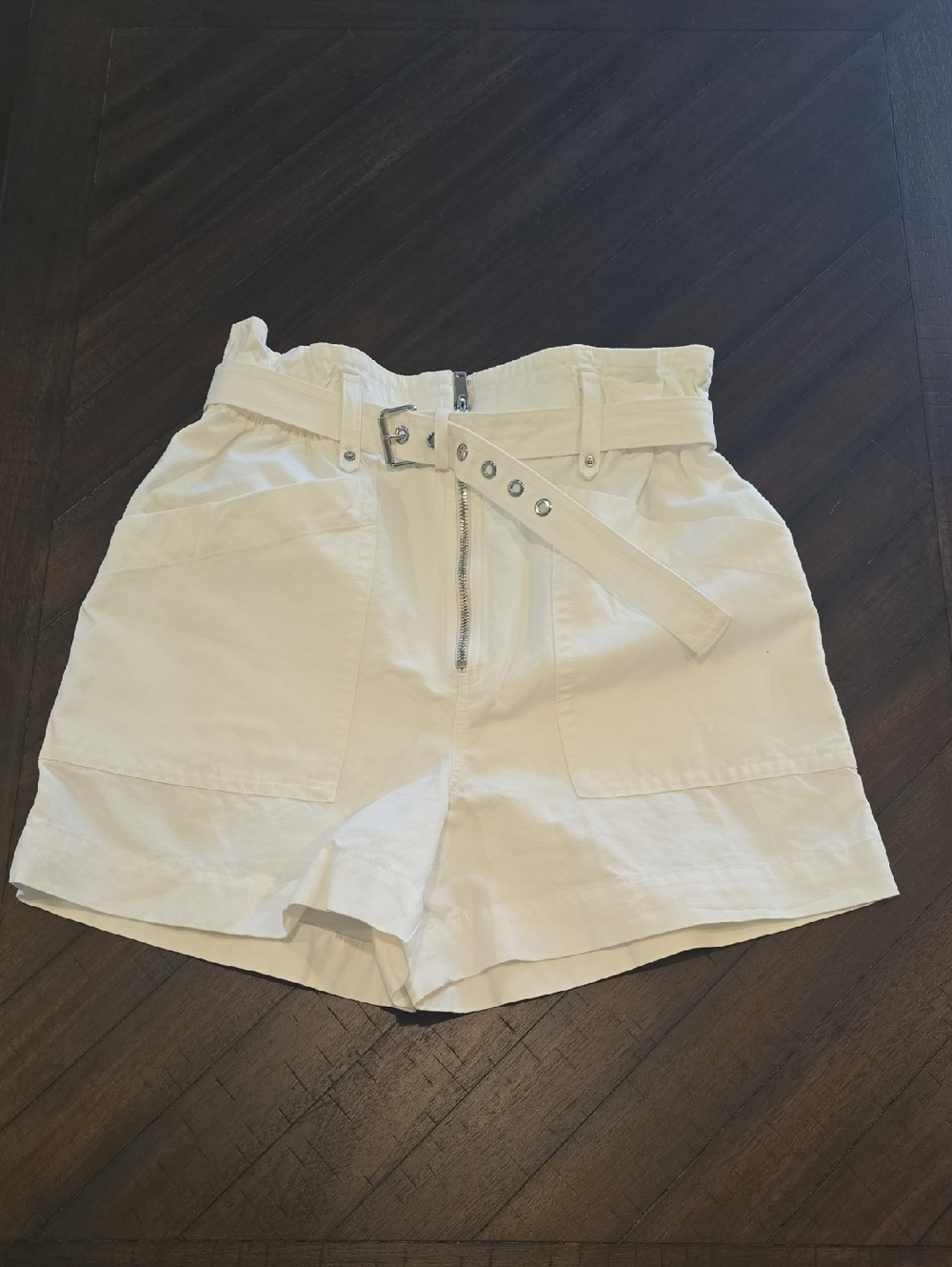 Banana Republic White High-Waist Paperbag Belted Shorts Sz 4